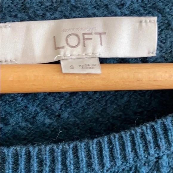 LOFT Teal Cotton Textured Sweater Dress - Picture 7 of 8